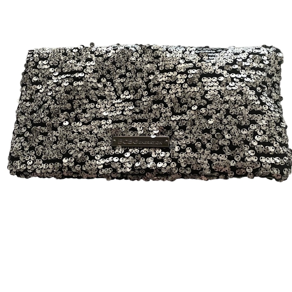 NWOT BCBG Sequin Clutch magnetic fold over purse